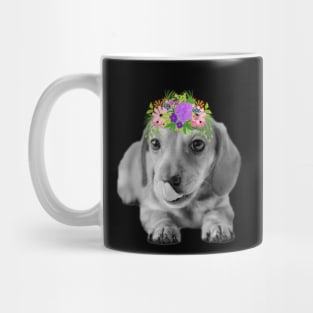 Dachshund Puppy with Floral Crown Mug